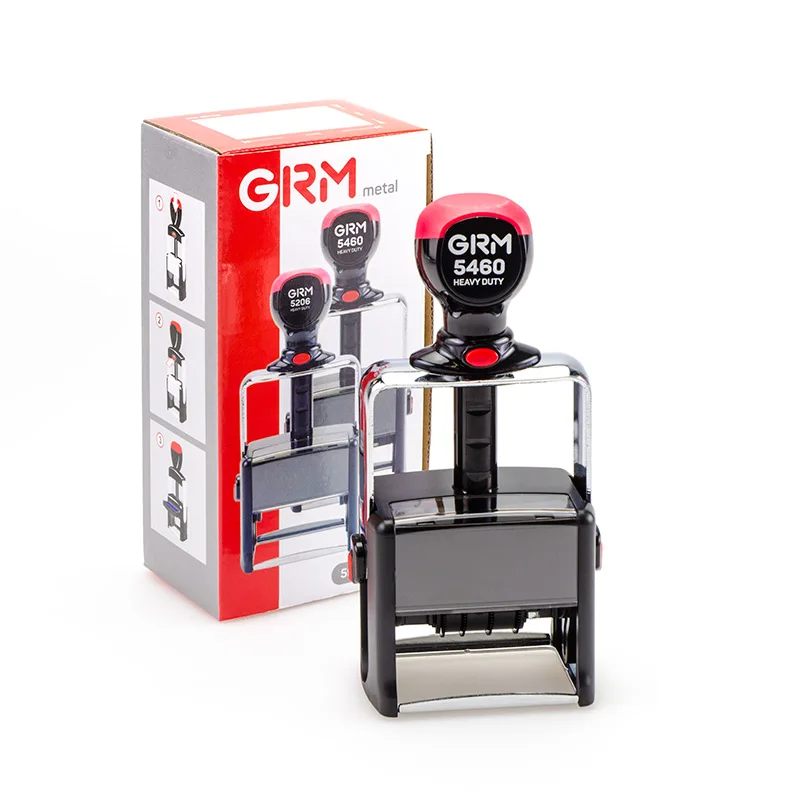 GRM 5460 Heavy Duty - металлический датер с полем для текста 59х38 мм рус. | Канцтовары офиса