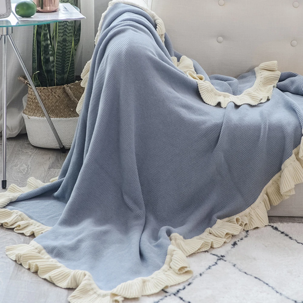 

REGINA 100% Cotton Comfortable Blanket Pink Brown Blue Sweet Ruffle Japan Style Throw Blanket Casual Sofa Blanket Bed Comforter