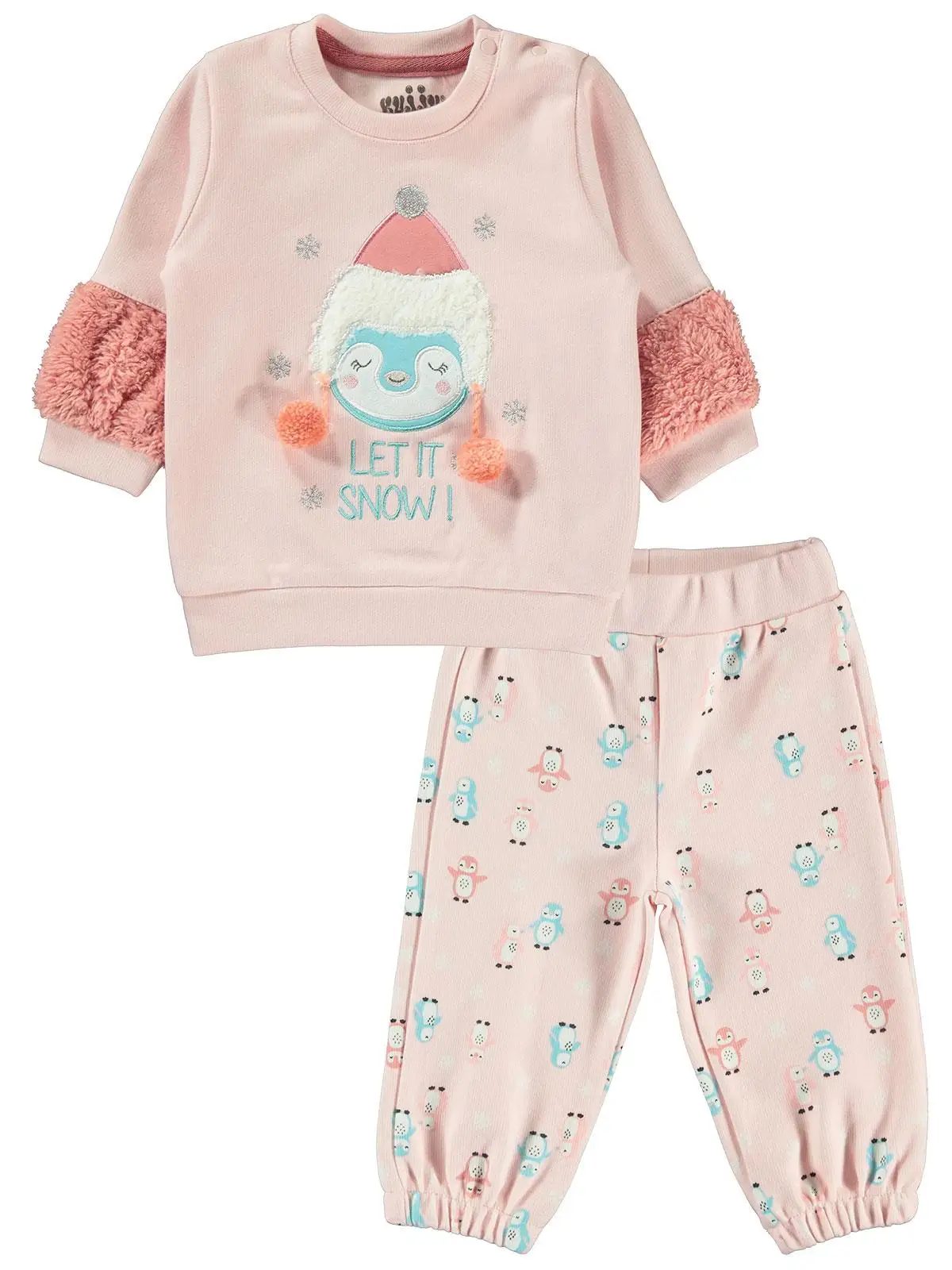 

Kujju Baby Girl Suit 6-12 Months Pink Turtleneck Long Sleeve Cotton: 48% Polyester: 48% Elastane: 4%