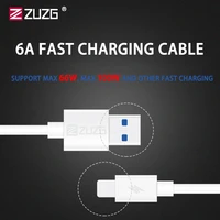 zuzg 6a 66w usb type c super fast cable for huawei mate 40 xiaomi 11 10 pro oppo r17 fast charging usb c charger cable data cord