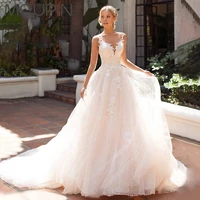 mqupin v neck bridal wedding dress sexy backless lace appliqu%c3%a9s sleeveless tulle 2022 sweeping train