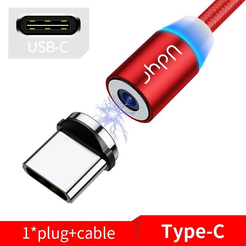 Udyr 2 м Магнитный Micro USB кабель для iPhone samsung Android мобильный телефон Быстрая зарядка usb type C кабель магнит зарядное устройство провод шнур - Цвет: For Type c  Red