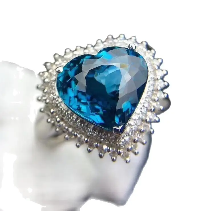 

KJJEAXCMY fine Boutique jewelry 925 sterling silver inlaid natural gem stones blue topaz adjustable Female Miss woman girl ring