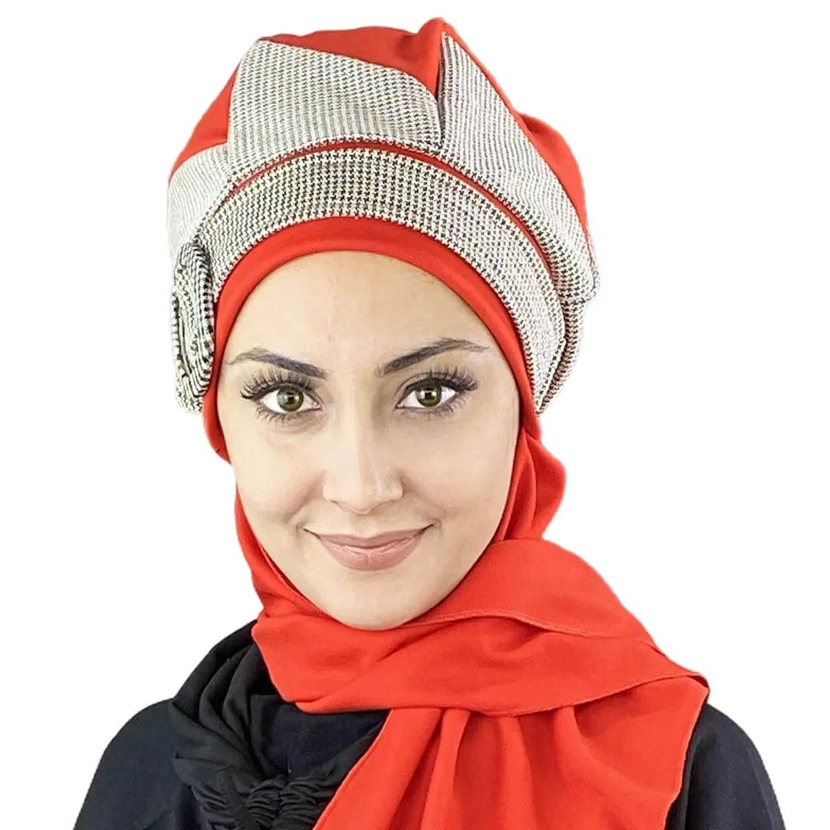 

Red Pattern Atkılı Buckled Beanie New Fashion Islamic Muslim Hijab 2021 Trend Hijab Garment Scarf Koton Practical Bone