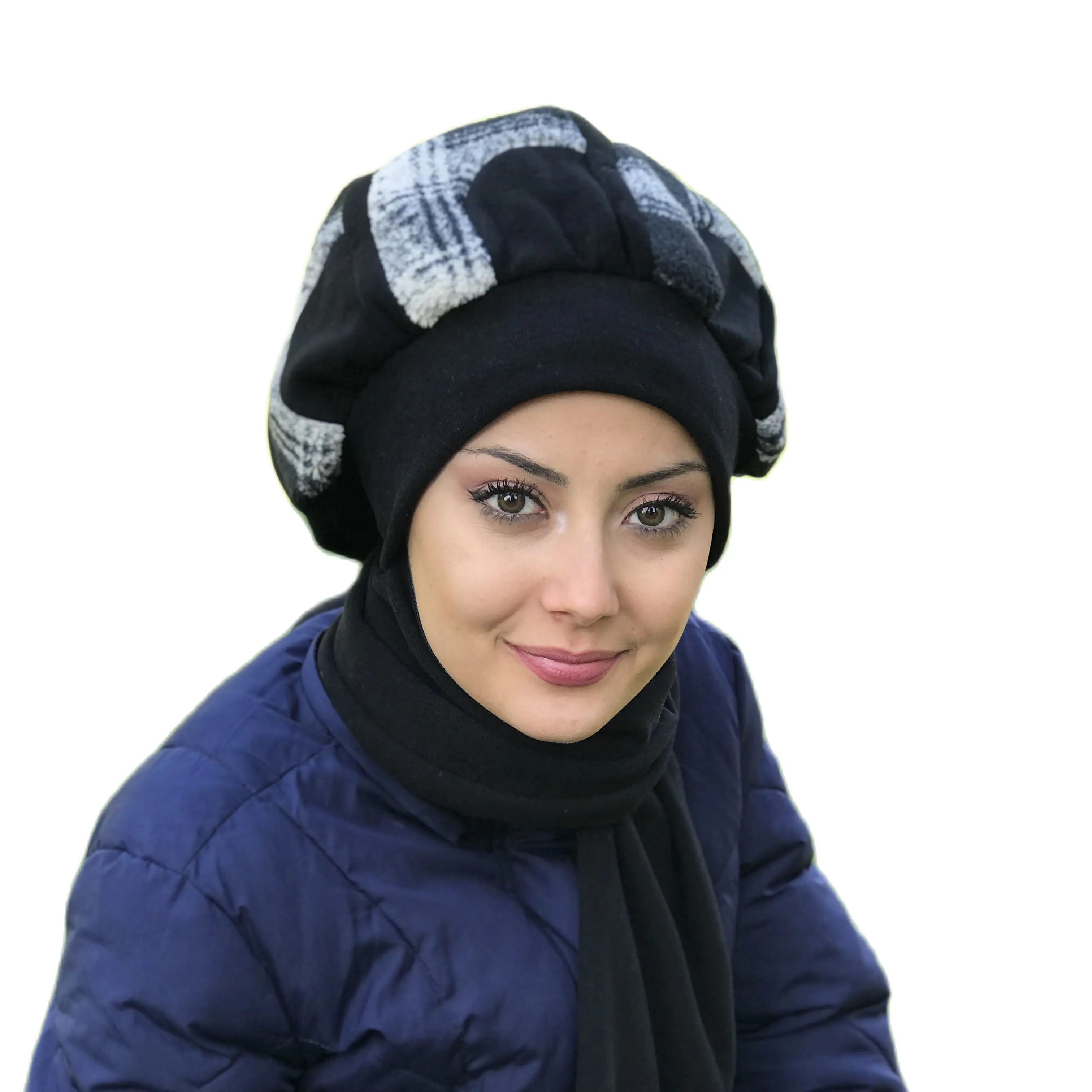 

Черный женский берет с застежкой, новый модный исламский мусульманский хиджаб 2021, трендовый шарф для одежды, практичные шапки Koton, облегающа...