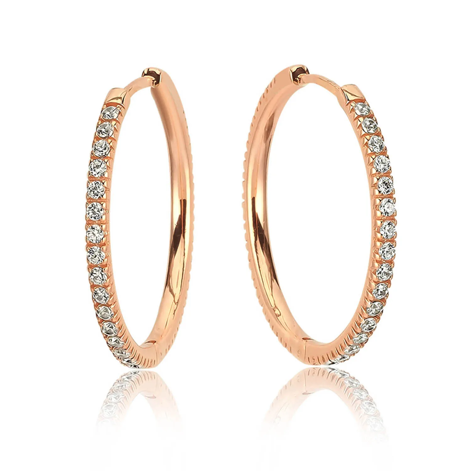 

Большие кольца Valori Jewels, циркониевый белый драгоценный камень, покрытые розовым золотом, серьги из стерлингового серебра