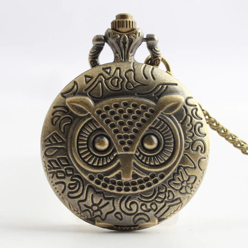 Милые большие кварцевые карманные часы в стиле стимпанк с совами для мужчин и