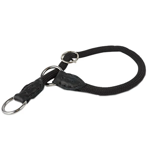 Круглый нейлон и кожа Ожерелье нейлоновый ошейник-кожа черный Размер 4 | Женская