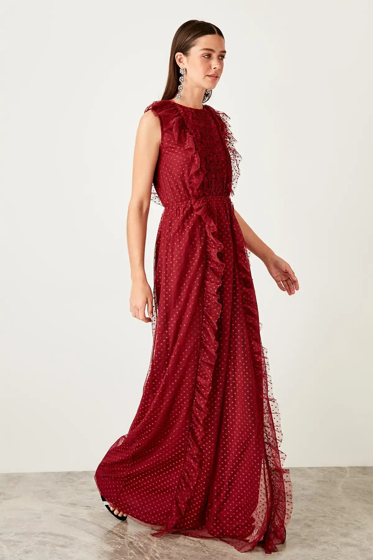 Trendyol/Газовое вечернее платье в горошек TPRSS19UT0163 | Свадьбы и торжества