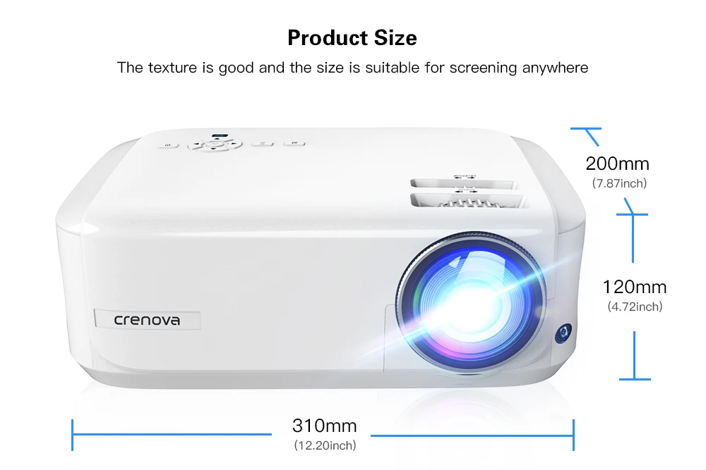 CRENOVA Newest Full HD 1080P Android Projector 6000 Lumens Android 7.1.2 OS Video Projector Support 4K Dolby 2G 16G Beamer