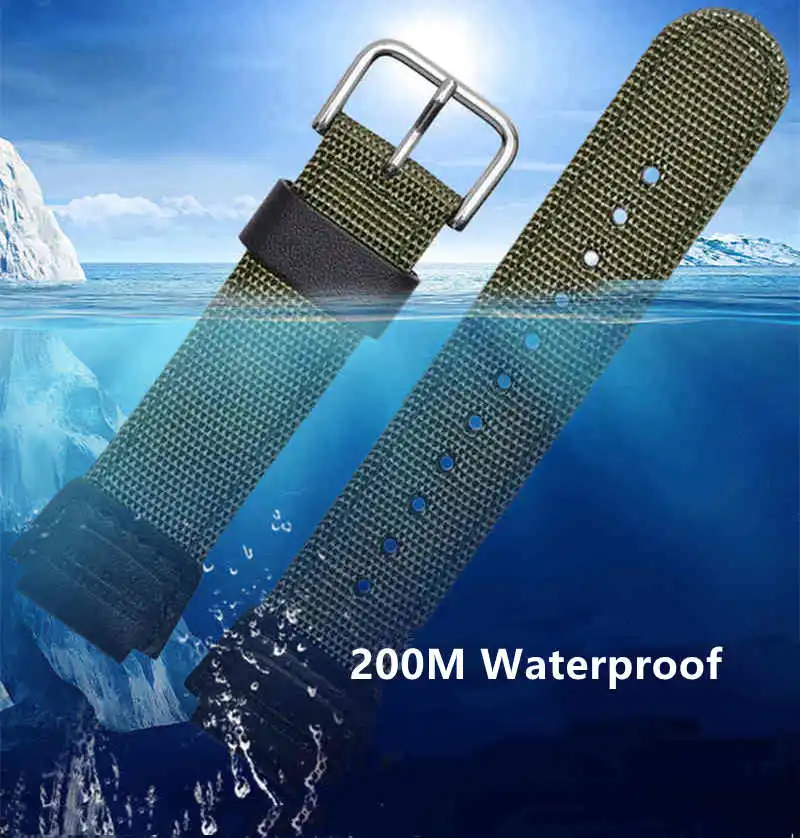 

New Waterproof Sports Mountaineering Nylon Canvas Watch Band Strap Fit For Casio AE-1200WH SGW-300H 400 AQ-S810W Watch