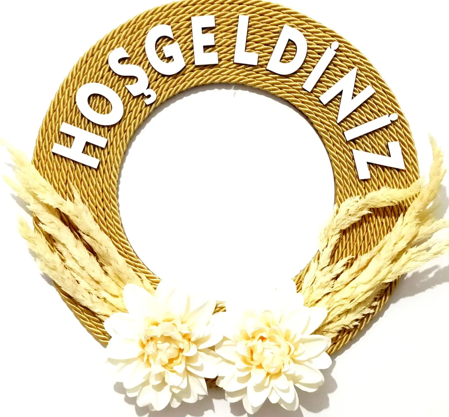 

Cream Color Floral Handmade Wall and Door Decoration with 'Hoşgeldiniz' Lettering