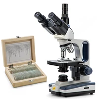 vets biological microscope swift 2500x led lab mechanical stage trinocular compound light microscope w prepared slides