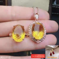 kjjeaxcmy fine jewelry citrine 925 sterling silver women pendant necklace chain ring set classic birthday present party