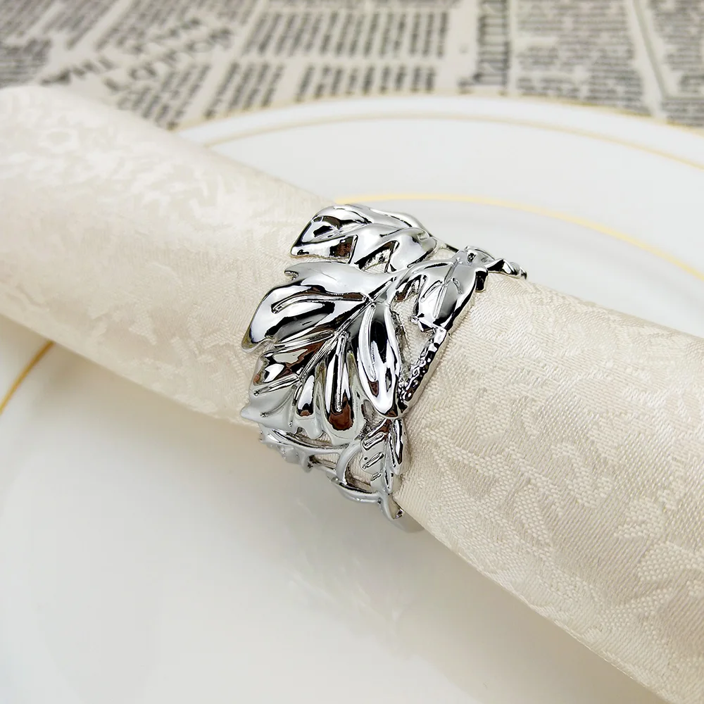 6 шт. новые кольца для салфеток с листьями золотые серебряные антикварные