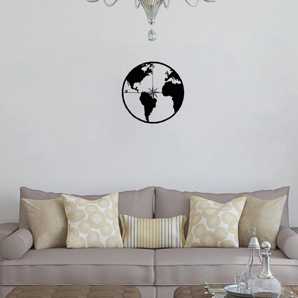 

World Map Metal Wall Art Decor Laser Cut Hanging for Indoor Outdoor Home Office Decorative Garden Bedroom Livingroom Plaque