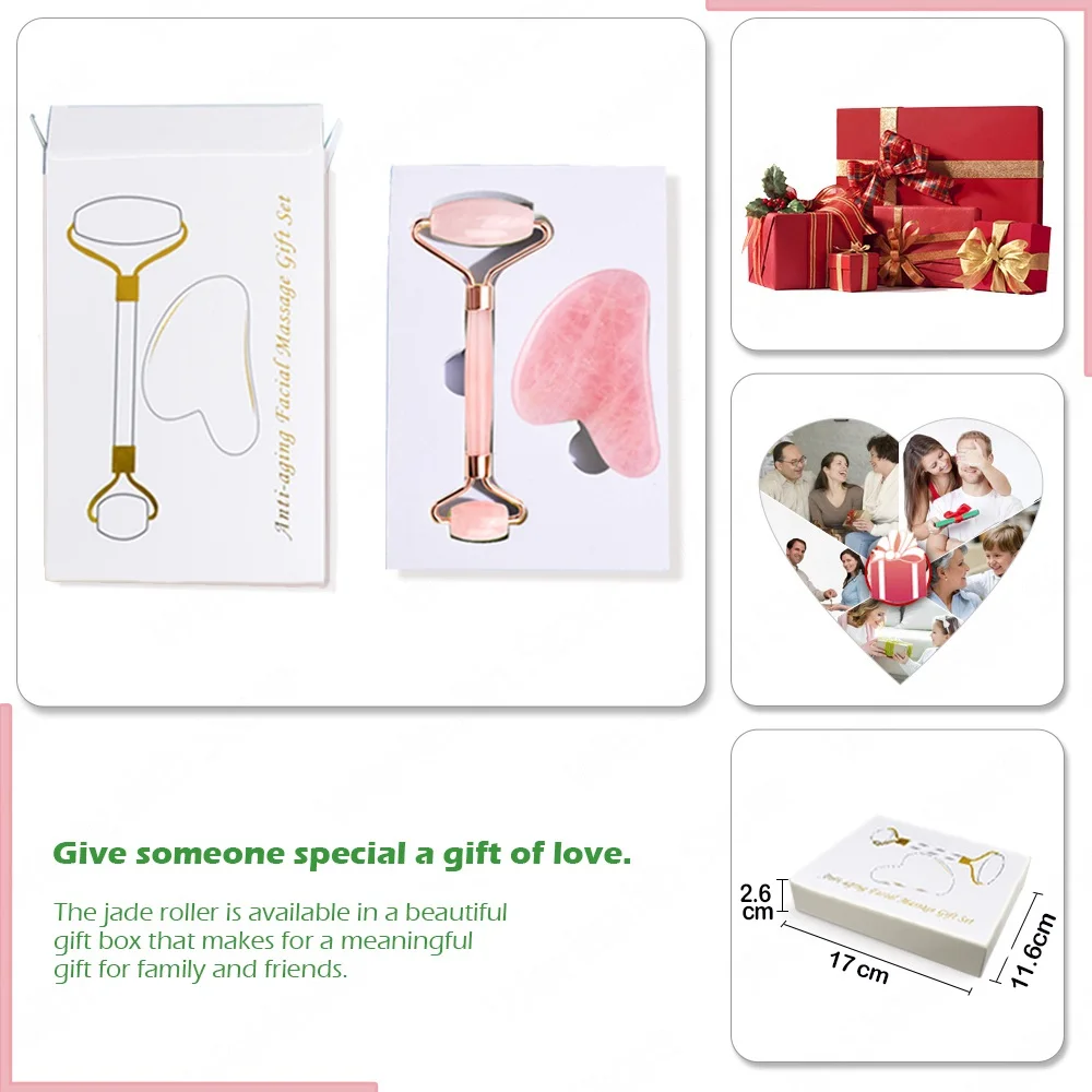 Массажер натуральный из розового кварца для лица скребок гуаши Нефритовый ролик