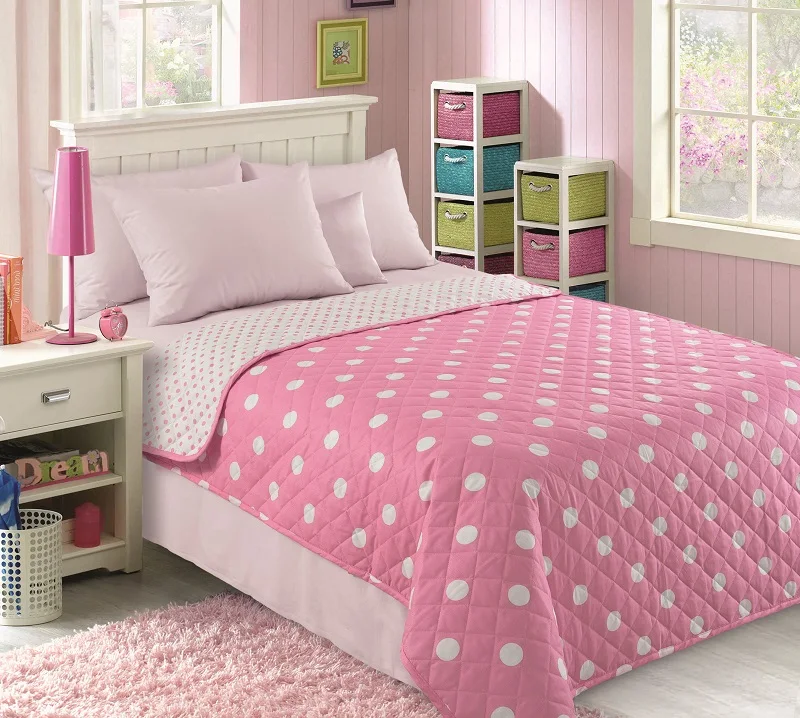 IV Дизайн Элис розовый или бирюзовый горошек кружок. Детское стеганое покрывало