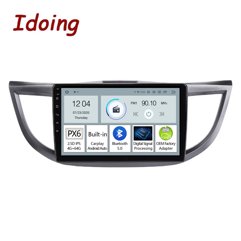 

Автомобильный мультимедийный плеер Idoing, 10,2 дюйма, PX6, Android, DSP, радио, для Honda CRV CR-V 4 RM RE 2011-2015, GPS-навигация, головное устройство для Carplay