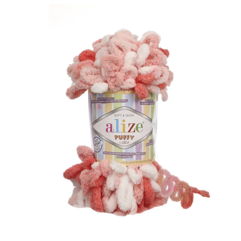 Пряжа Alize Puffy Color (Ализе Пуффи Колор) 100% микрополиэстер 9 2 м 100 гр 5 шт в уп. | Дом и сад