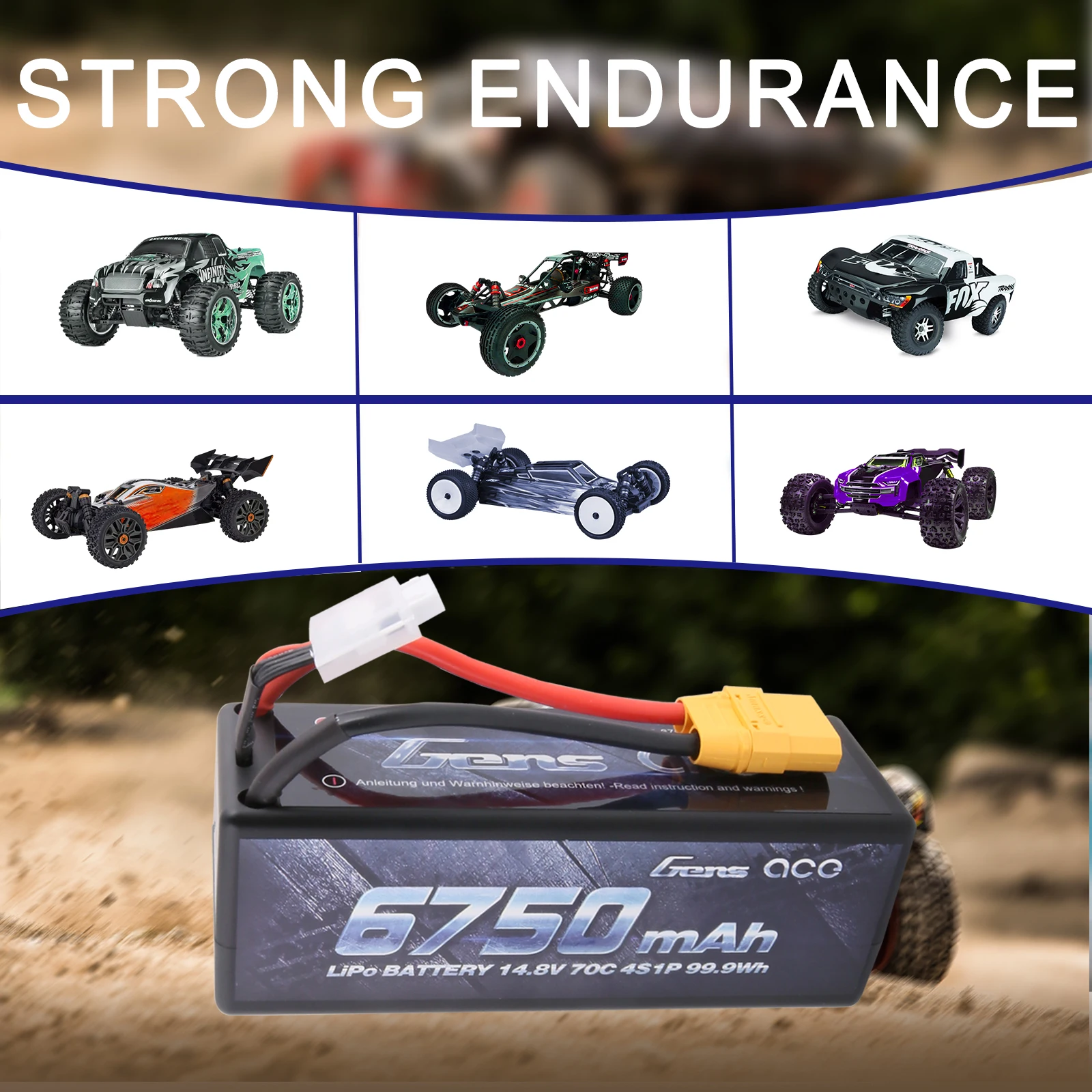 Аккумулятор Gens ace 4S 6750 мАч Lipo 14 8 в 70C XT90 штепсельная Вилка для автомобиля Traxxas X-maxx 1/8