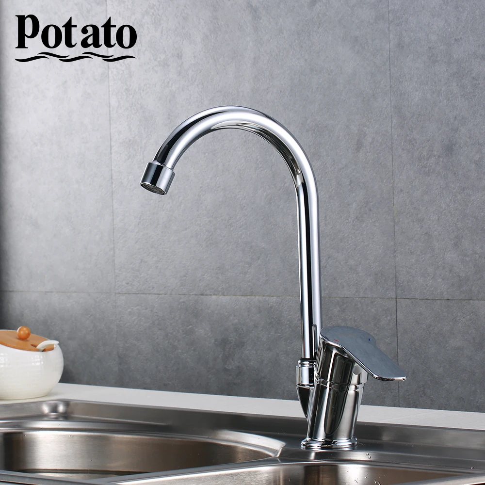 Potato Смеситель для кухни смеситель с одной ручкой воды кран раковины на бортике
