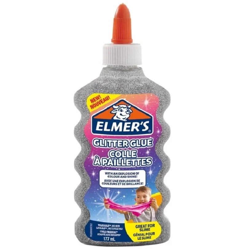 Клей Elmers Glitter Glue серебряный 177 мл|Пластилин| |