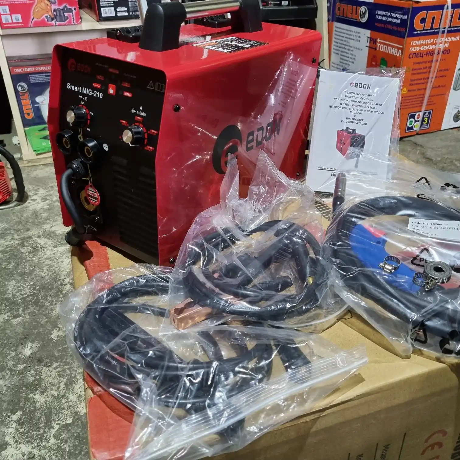 Semi-Automatic inverter multi-function welding machine Edon smart MiG-210 4 in 1 MIG/mag/FCAW/MMA 220 V | Инструменты