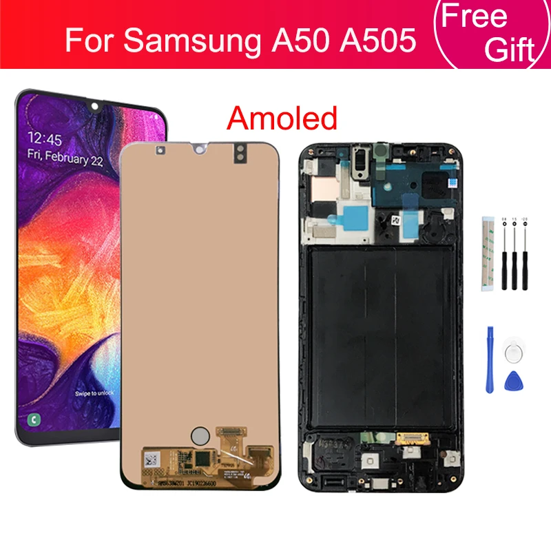 

Amoled для Samsung galaxy A50 2019 A505 сенсорный экран дигитайзер в сборе + рамка A505F/DS A505F A505FD A505A запасные части
