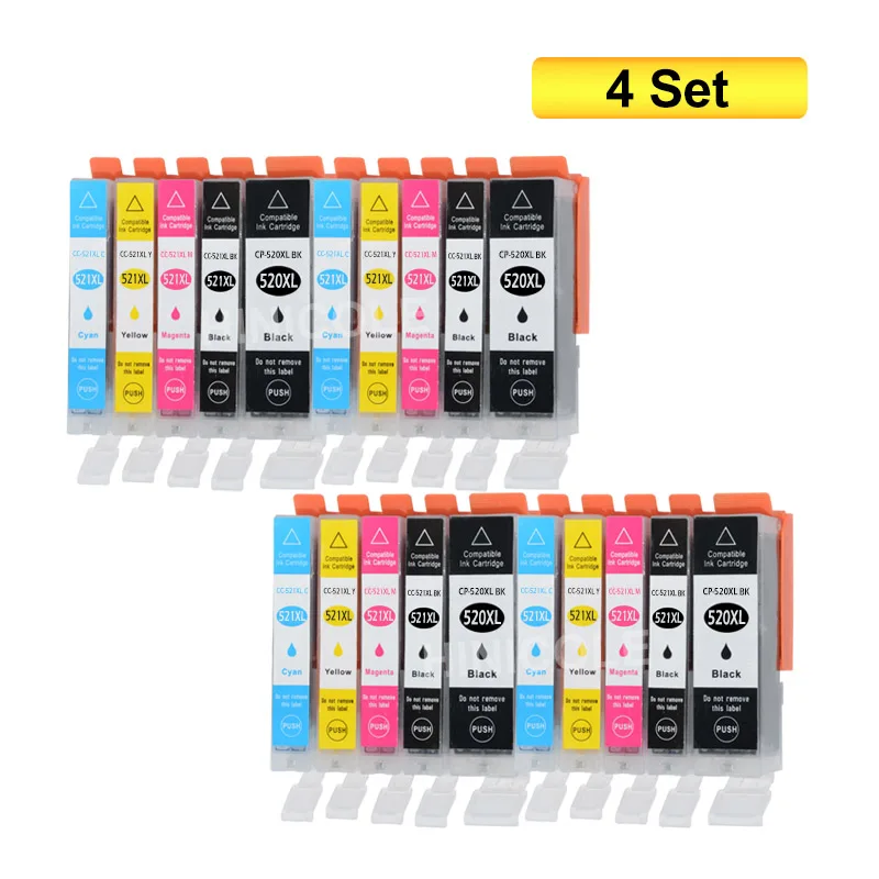 4 Sets 10 шт чернильные картриджи PGI 520 CLI 521 для Canon PIXMA iP 3600 4600 4700 MP 540 550 560 620 630 640 980 MX860 принтер с чипом - Цвет: 4 Sets