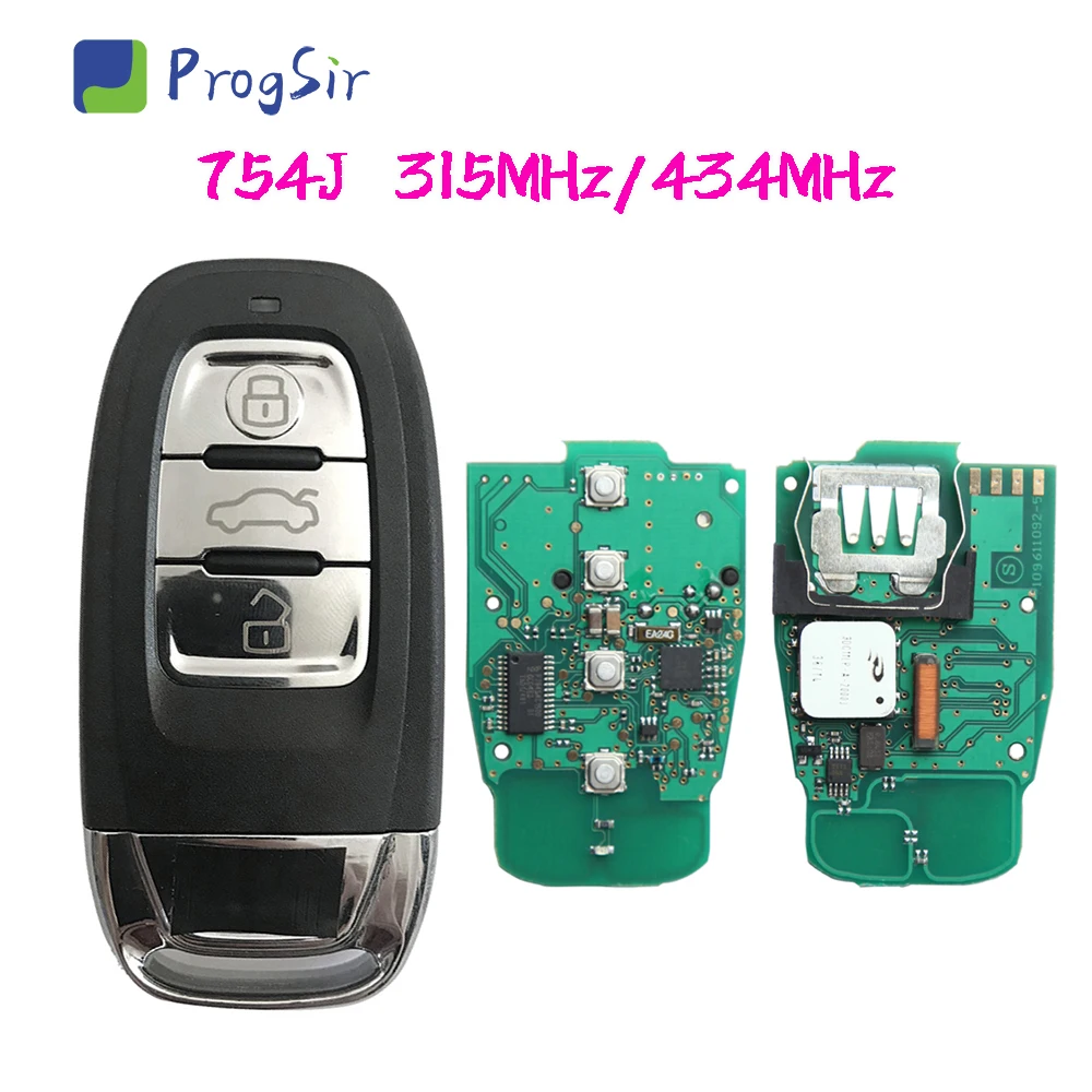 

315MHz 434MHz Smart Remote Control Keyless Go Key For Audi A4 Q5 754J With Proximity