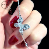 aazuo real 18k pure solid white gold real diamonds 0 40ct classic butterfly bracelet for woman upscale trendy engagement party