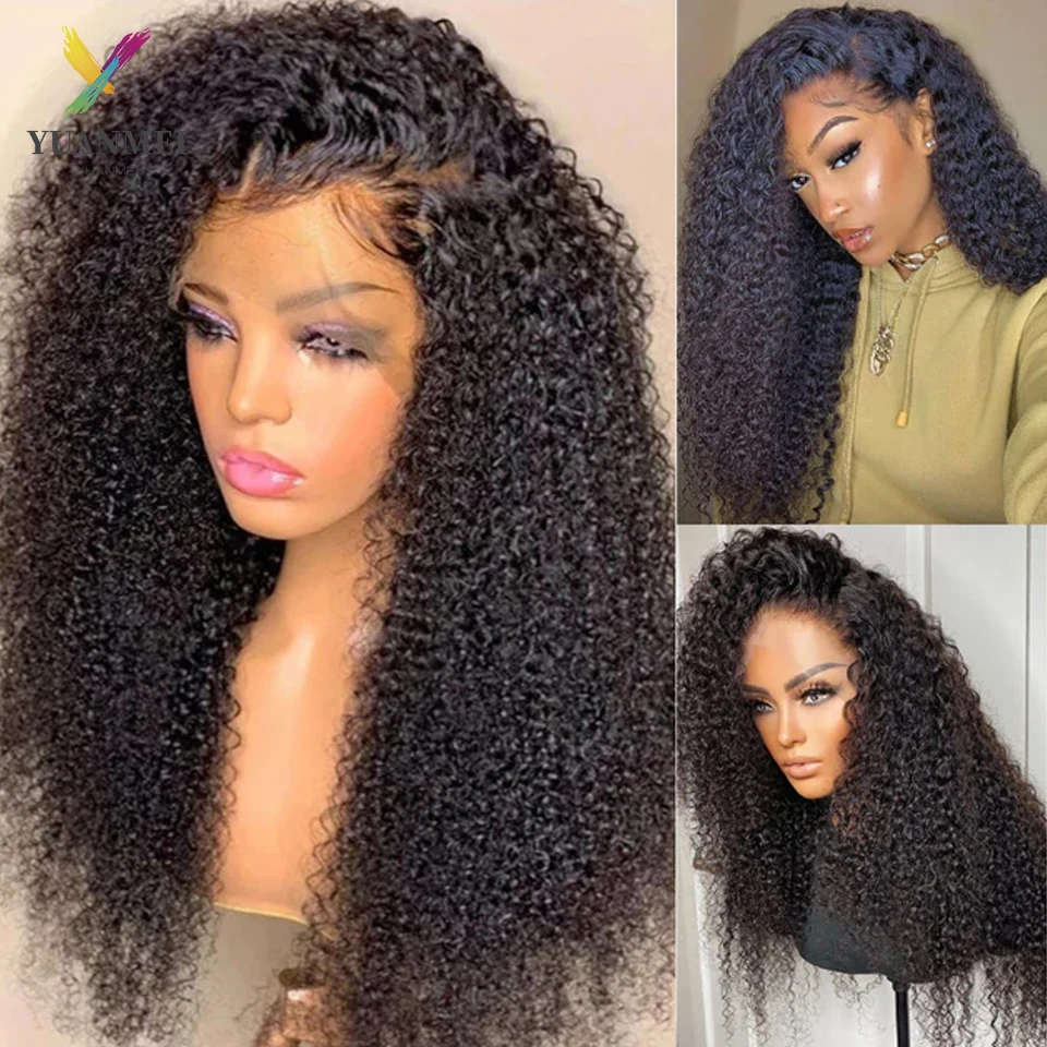 Brazilian Afro Kinky Curly Human Hair Wig 250 Density Lace Wig Curly 13X4 Lace Frontal Wigs For Women 30 inch Lace Front Wig