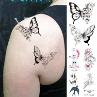 sexy butterfly cool waterproof temporary tattoo sticker flower line kid flash tatto arm small size body art fake tatoo man woman