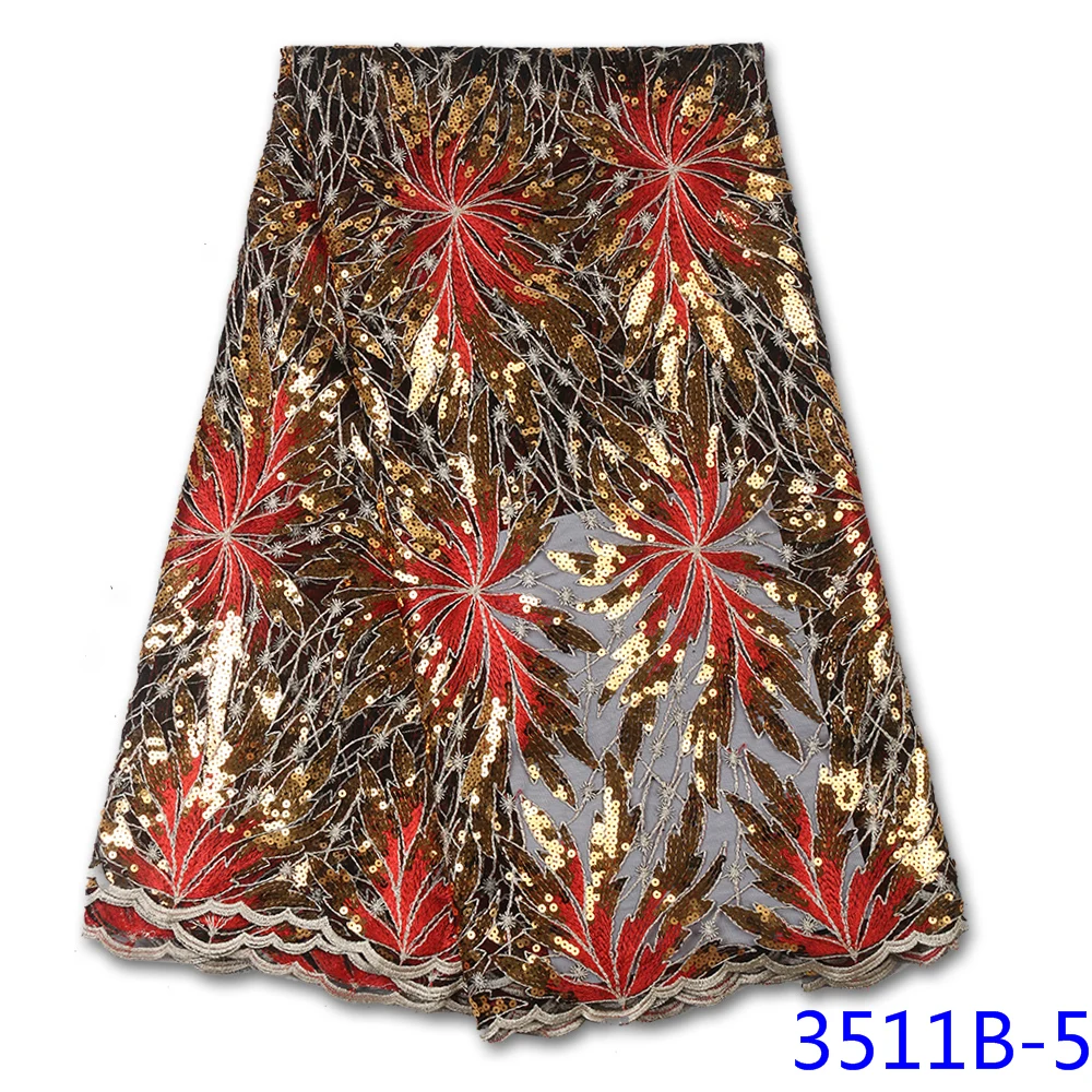 

2020 Sequin Lace Fabric Mesh Orange Color African Embroidery Sequence Nigerian French Party Latest High Quality Tulle AMY3511B