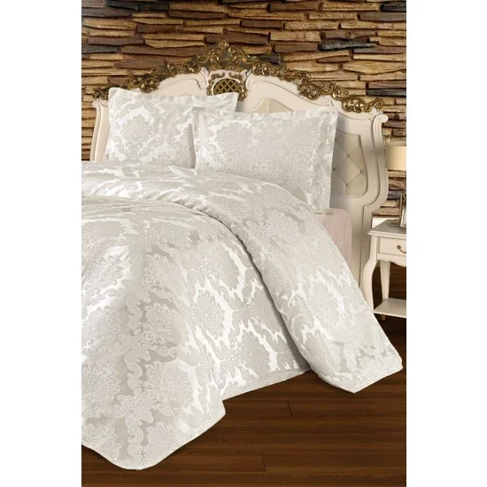 

YOUR WONDERFUL COVER Bedspread Double Jacquard - Pansy Cream FREE SHİİPİNG