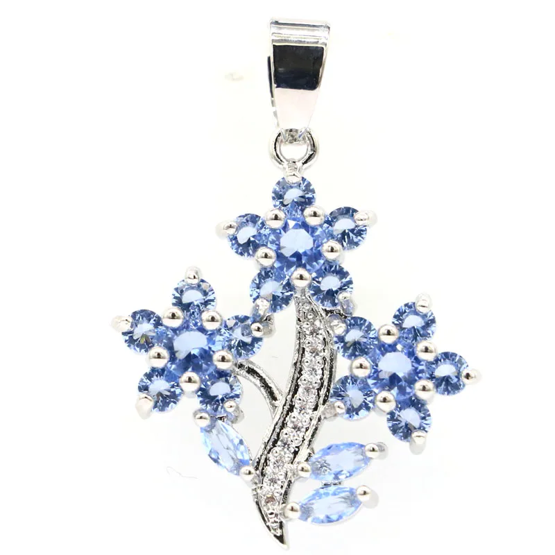 36x25mm Classic Flowers Shape Created Green Peridot Violet Tanzanite CZ For Women Wedding Silver Pendant | Украшения и аксессуары