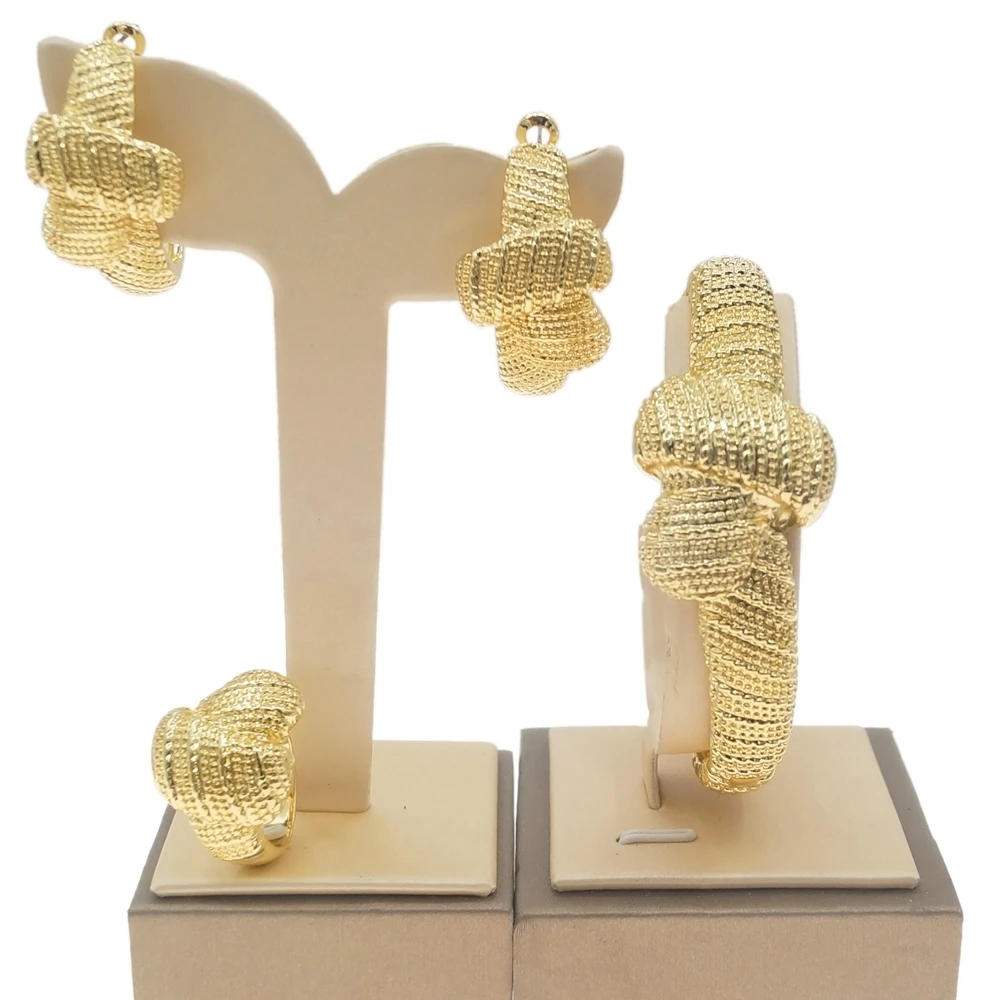Yulaili изысканный бразильский Золотой уникальный стиль ювелирный набор женский браслет серьги кольцо прямые продажи с завода ювелирные набо...