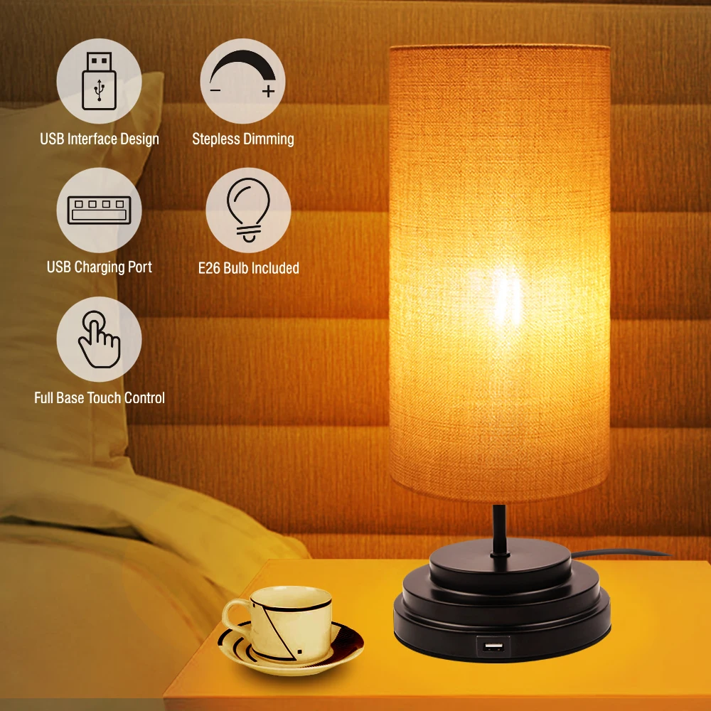 Настольная лампа с сенсорным управлением USB Минималистичная прикроватная