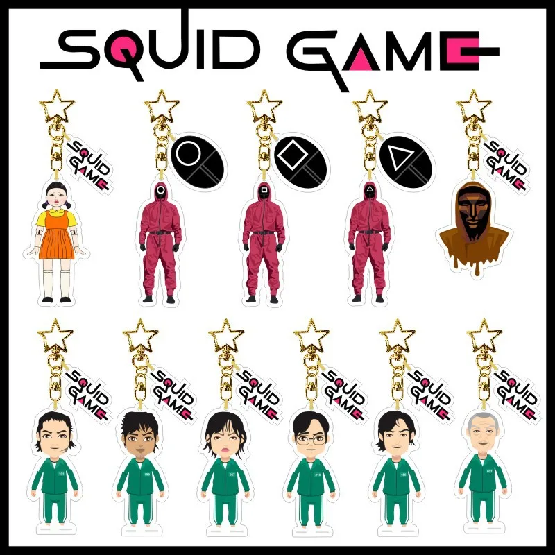 

Hot Film Korea Squid Game Soldier Triangle Series Creative Charms Key Chain Car Backpack Pendant Ornament Gift