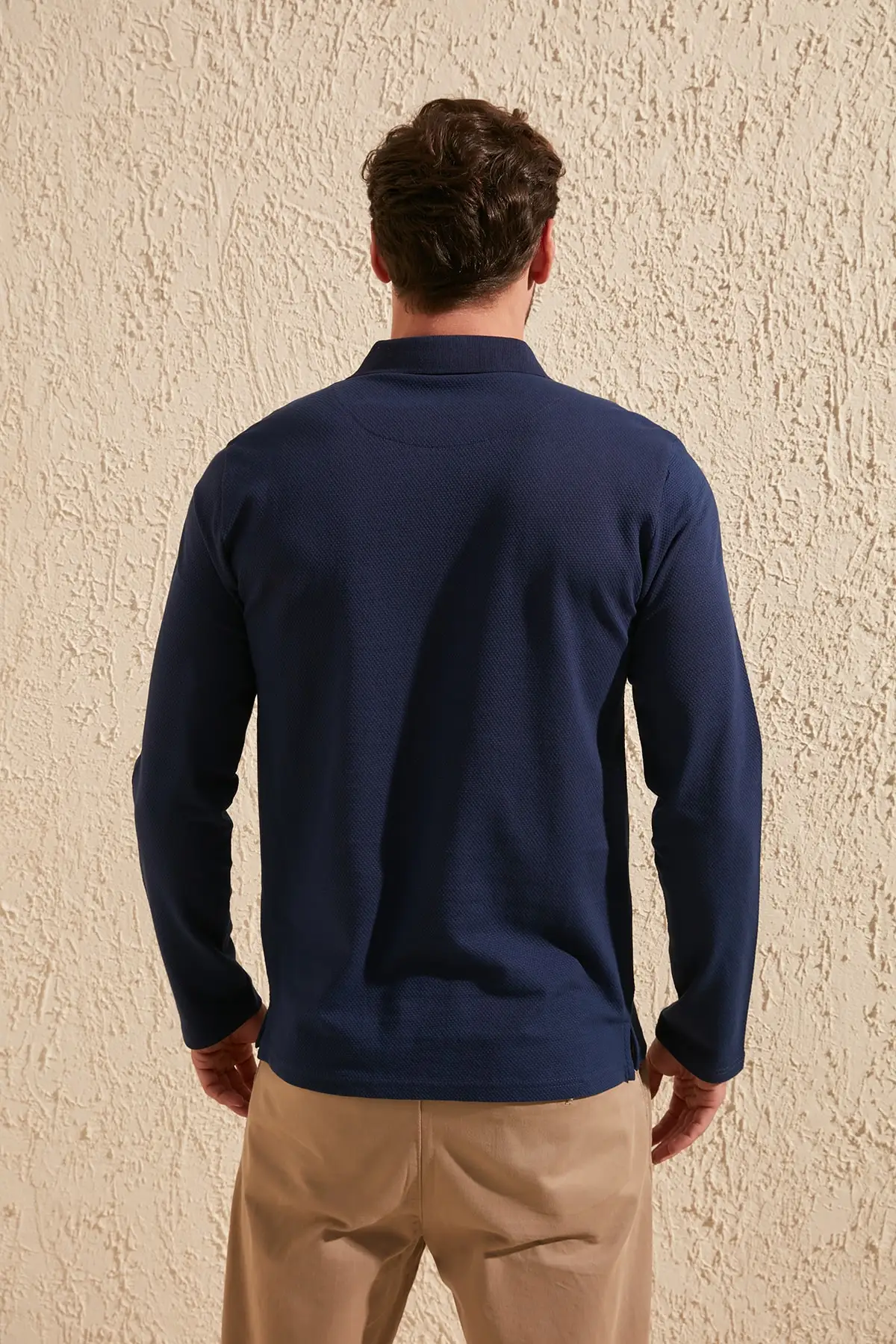 Trendyol Textured Long Sleeve Polo Collar T-shirt TMNSS20PO0003 | Мужская одежда