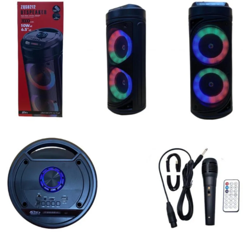 Portable wireless speaker 200 Watt with karaoke microphone Bluetooth system Light Music FM aux USB TF battery | Электроника