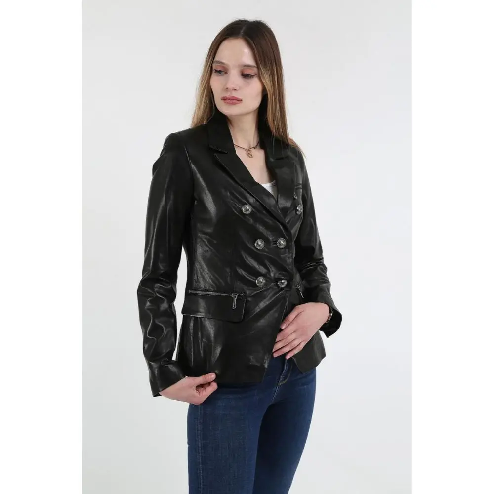 Genuine Leather Women's Black Coat Leather Jacket Luxury Genuine Lambskin Back Jacket Coat Female Jacket Casual woman