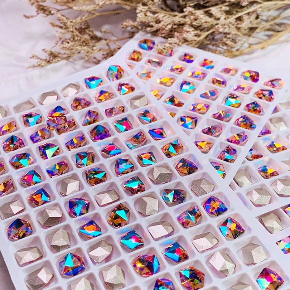 

Nail Gems Ice Cube Nail Art Rhinestone AB Color Irregular Shape Glass Crystal Charms Shiny Strass Nail Art Diamond Accessories