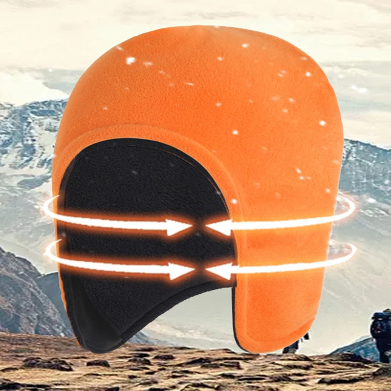 

Polar Fleece Caps Winter Autumn Outdoor Sports Skiing Cycling Hunting Fishing Hat Windproof Soft Ear Warm Caps Men Women