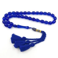 blue resin tasbih handmade blue tassel misbaha prayer beads muslim accessories arabic rosary jewelry eid gift islamic bracelets