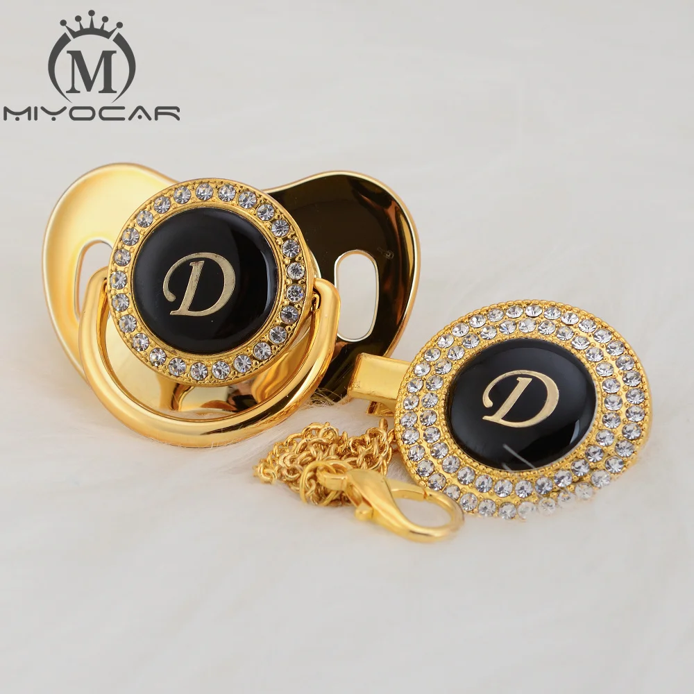 MIYOCAR уникальный дизайн имя инициалы буквенные D прекрасный bling соска и пустышка Клип Набор BPA бесплатно пустышка bling уникальный дизайн LD