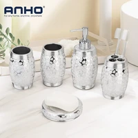 luxury resin bathroom accessories set silver black gold soap dish mouthwash cup toothbrush cup soap dispenser lotion bottle