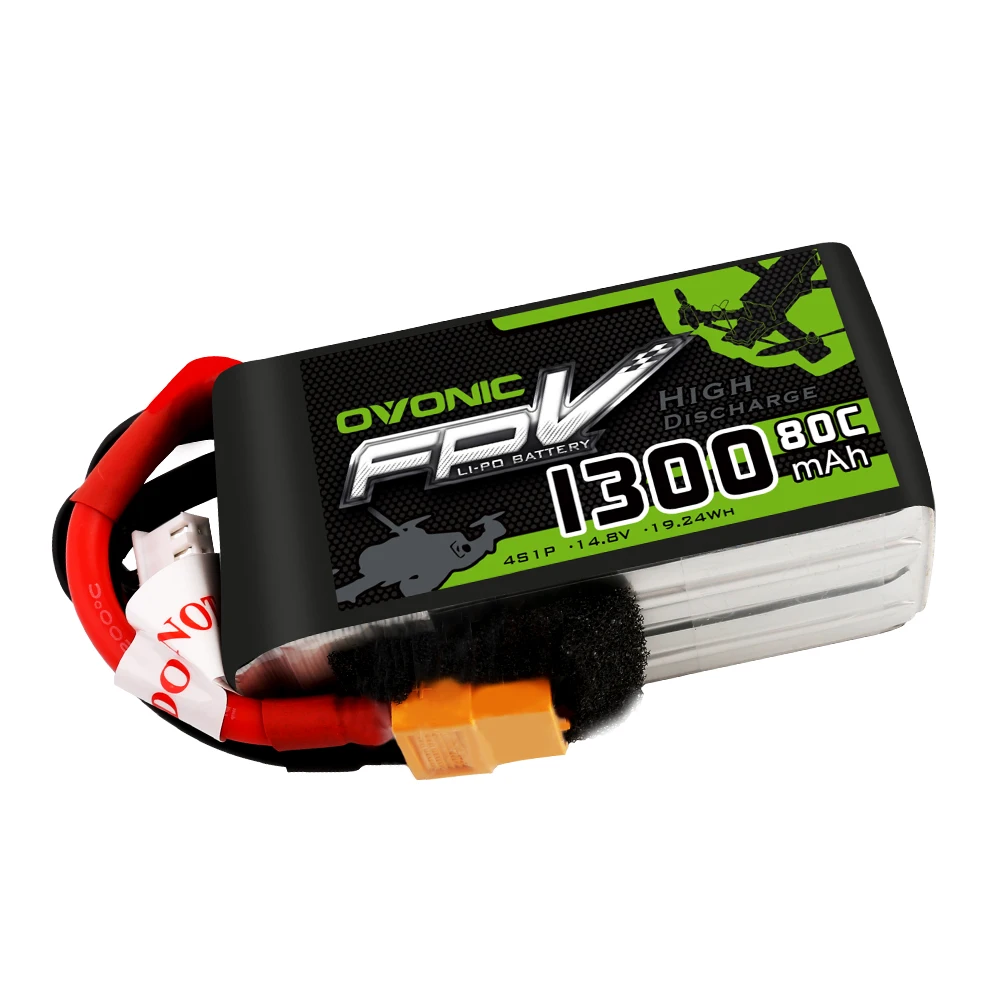 

Аккумулятор OVONIC 1300mAh 14,8 V 4S 80C LiPo с разъемом XT60 для FPV квадрокоптера RC Drone Heli Boat Car