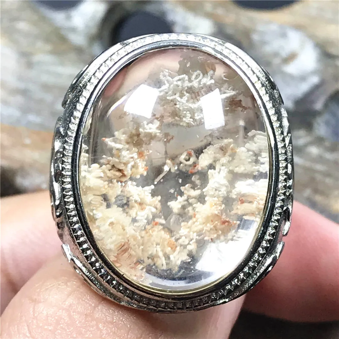 

Кольцо мужское с натуральным призраком и фантом, 24 х19 мм